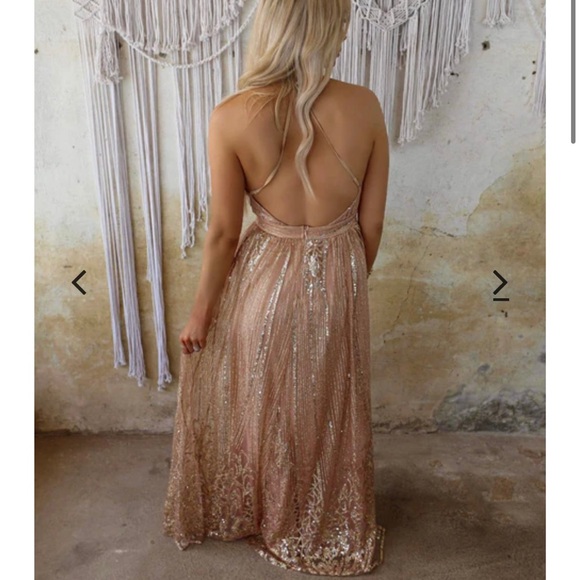Rose Gold Sequin Maxi Gown, NWT - Picture 5 of 8